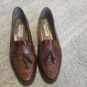 Belvedere Florence Genuine Crocodile Tassel Loafers Brown Exotic Men's  11.5